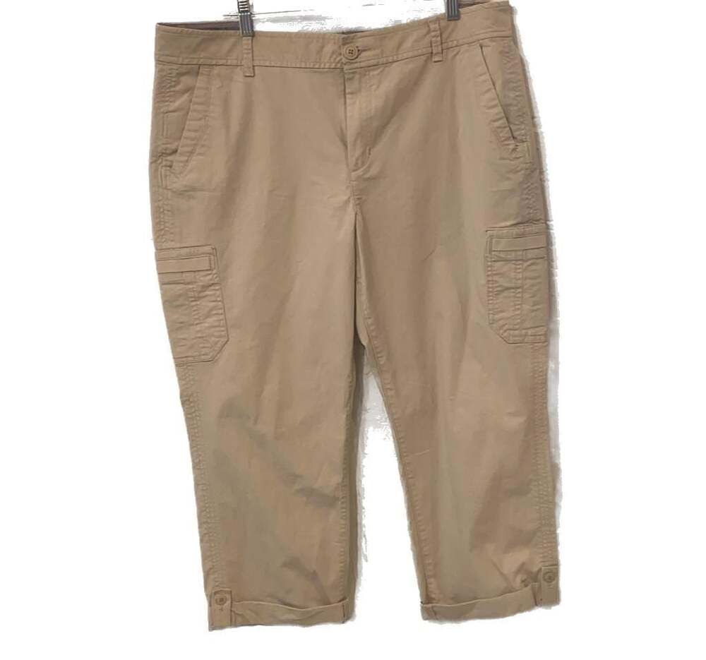 Eddie Bauer Women’s Size 16 Slightly Curvy Khaki Crop Cargo Pants Ripstop